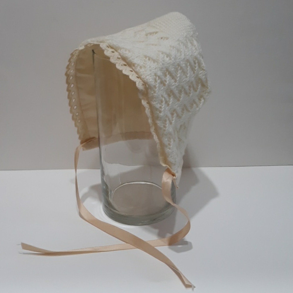 Cream Knit Baby Bonnet